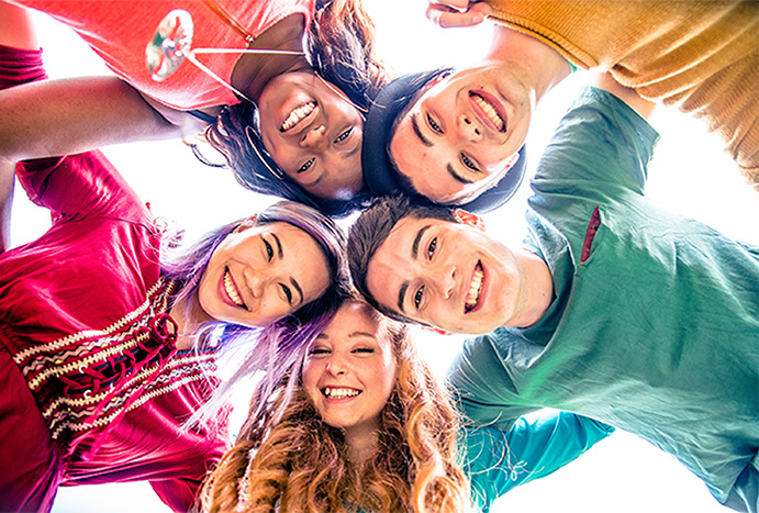 high school students hugging